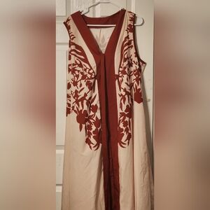 SHEIN Red and Cream Floral Dress